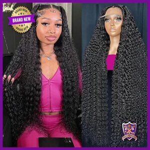 30 Inch Deep Wave Lace Front Wig Human Hair 13x6 HD Transparent 200% Density